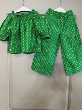 Polo by Ralph Lauren Floral Smocked Cotton Top & Pant Set